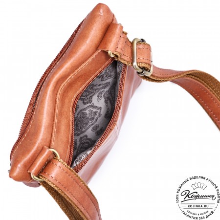 Кожаная сумка "Аллен макси" (рыжая гладкая кожа)